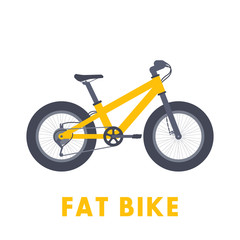 Fat bike in flat style isolated over white