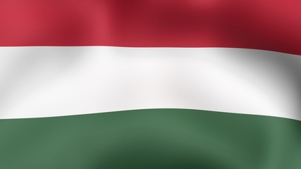 Flag of Hungary, fluttering in the wind. 3D rendering.