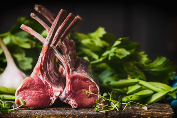 Raw racks of lamb 