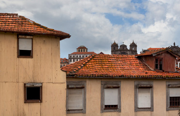View to red roofs in historic center of Porto, Portugal