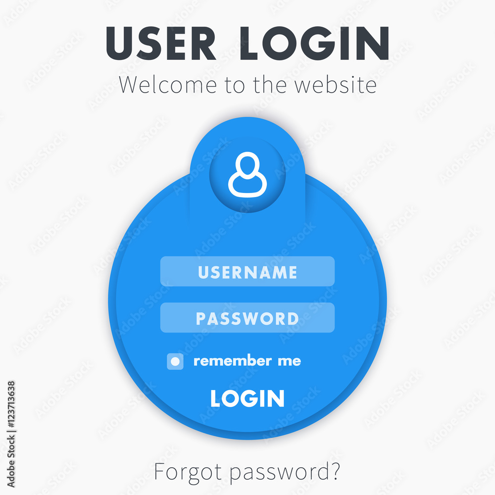 Canvas Prints User Login window, login page design for website on round blue shape