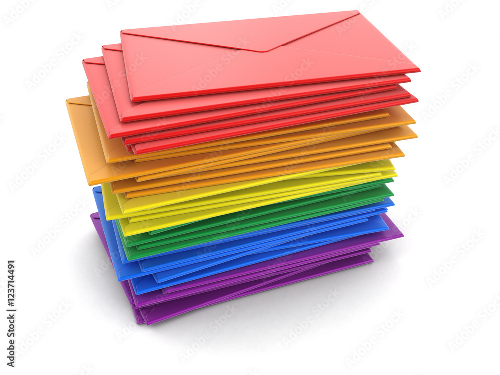Poster stack of color letters. image with clipping path