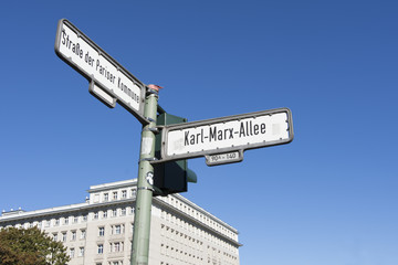 Naklejka premium Karl Marx Allee crossway signs
