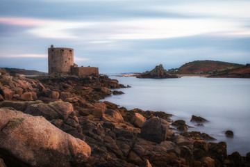 Sunset taken from Tresco island on the scilly in cornwall england uk