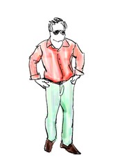 man marker sketch isolated