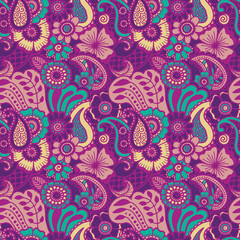 Fototapeta na wymiar Paisley seamless colorful pattern