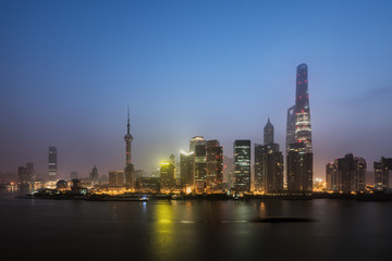Naklejka premium Panoramiczna panorama Szanghaju