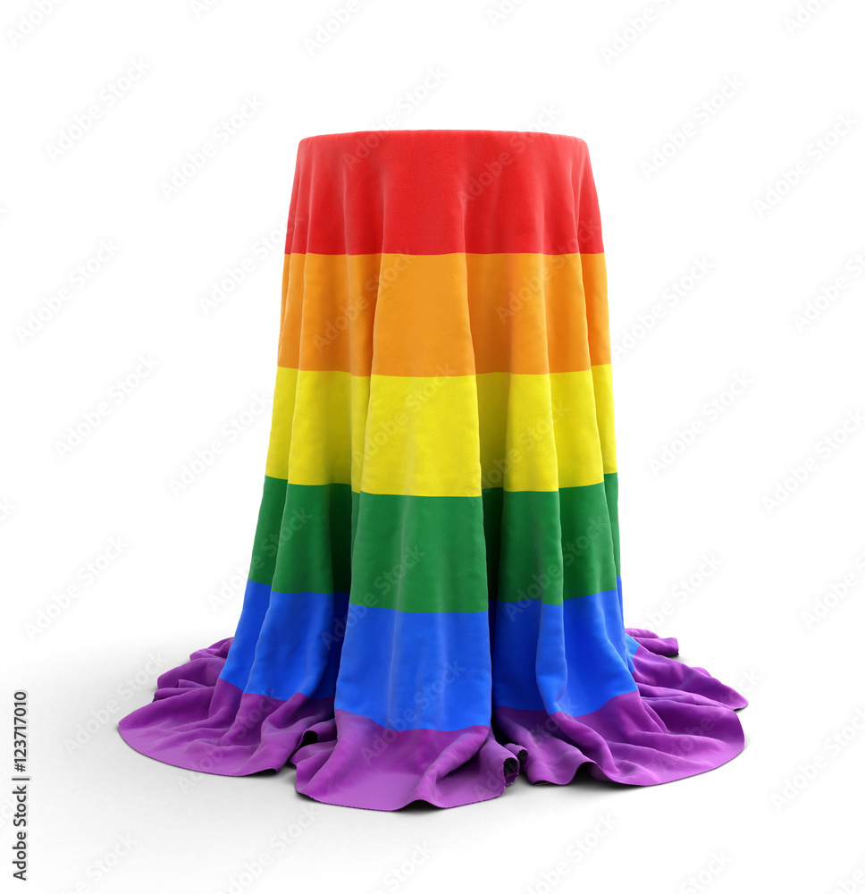 Poster table covered color cloth. image with clipping path