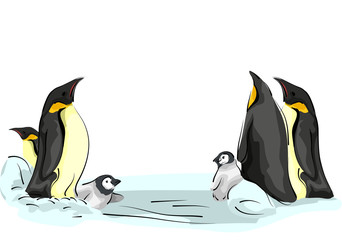 Emperor Penguin Family Ice Sheet