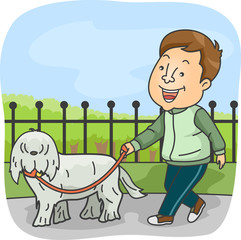 Sporty Man Walking Dog