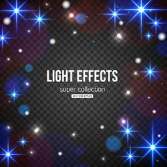 Christmas stars, light effects. Vector illustration EPS10 format