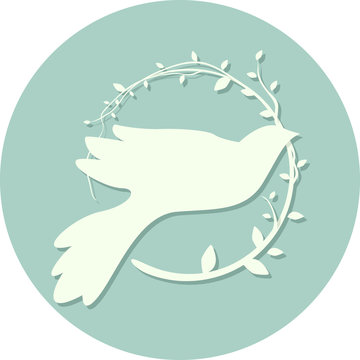 Dove Peace Icon Olive Leaves