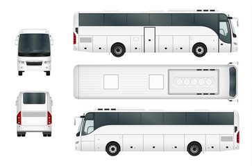 Vector bus template isolated on white background. Separate by groups and layers. - obrazy, fototapety, plakaty