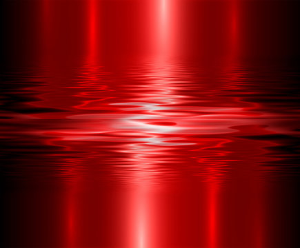 Liquid metal texture, red metallic background.