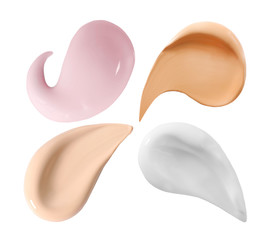 Collage of cosmetic creams isolated on white