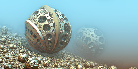 Background with fantastic 3D spheres, abstract sci fi design.