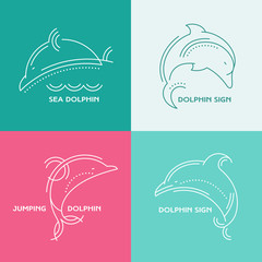 Line style whale - thin line style vector illustration