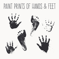 Vector collecton of human footprints and palm prints.