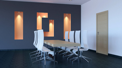 Interior of the modern office in the highlands. 3d rendering.