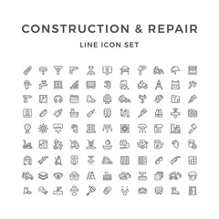 Set line icons of construction and repair