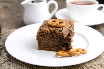 Brownie on white plate