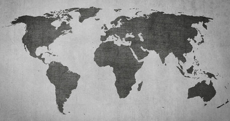 Fototapeta na wymiar textured vintage world map on grey background