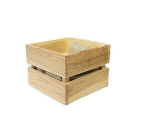 empty wooden box isolated on a white background.