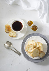 Cup of tea on the white table