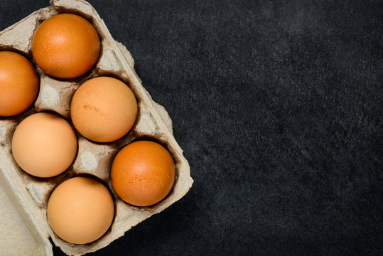 Chicken Eggs in Box with Copy Space