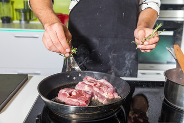 Man cooking at home