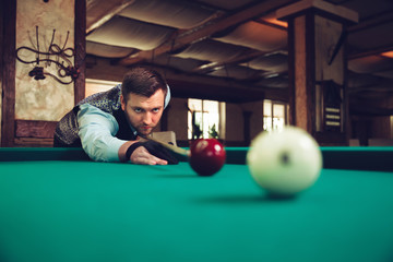 Man playing billiard