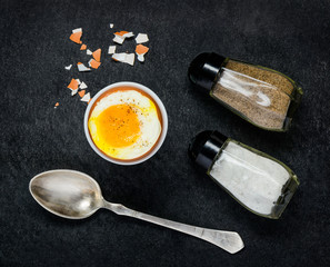 Boiled Egg with Salt and Pepper
