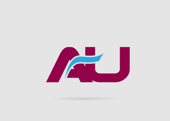 AU negative space letter logo
