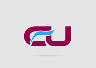 CU negative space letter logo
