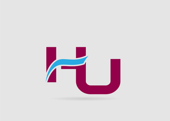 HU negative space letter logo
