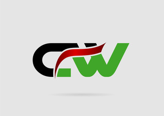 CW company linked letter logo icon
