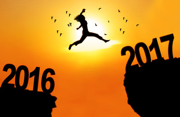 Woman jump between 2016 and 2017