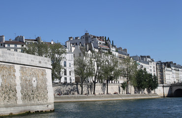 view of Paris from the Seine