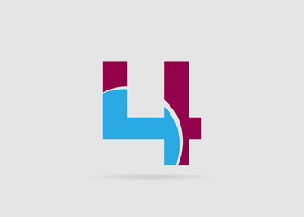 Abstract Number 4 logo Symbol icon
