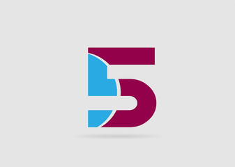 Abstract Number 5 logo Symbol icon
