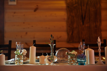Simple decoration of a festive dinner table