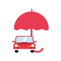 flat design umbrella and car  icon vector illustration