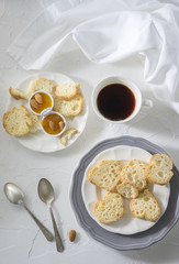 Cup of tea on the white table