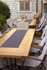 Tables on restaurant terrace in Stari grad, Hvar - Croatia
