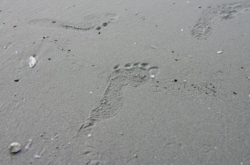砂浜の子ども足跡