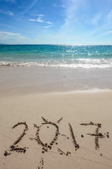New year 2017 on beach