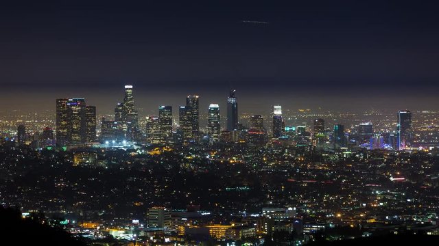 Downtown Los Angeles Skyline Night Timelapse