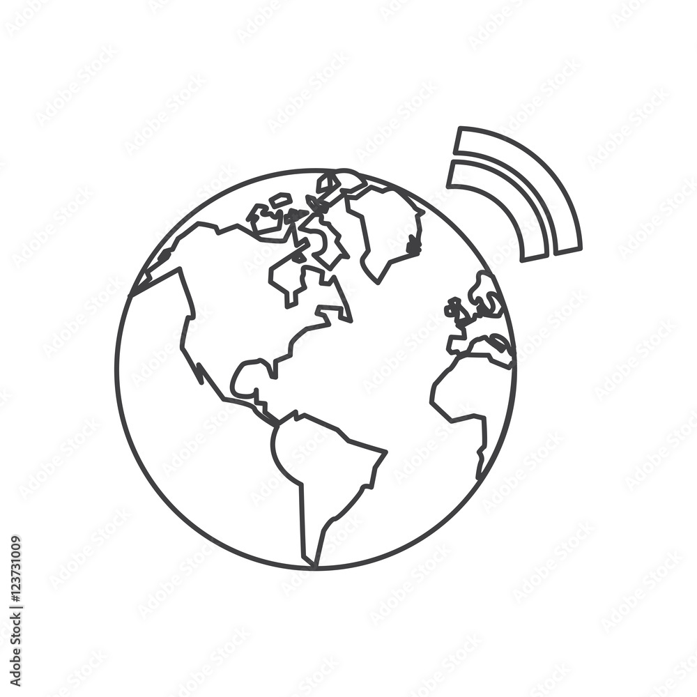 Poster planet sphere icon. global communication intenet connectivity web and technology theme. isolated des