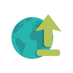 Planet sphere and arrow icon. Global communication intenet connectivity web and technology theme. Isolated design. Vector illustration