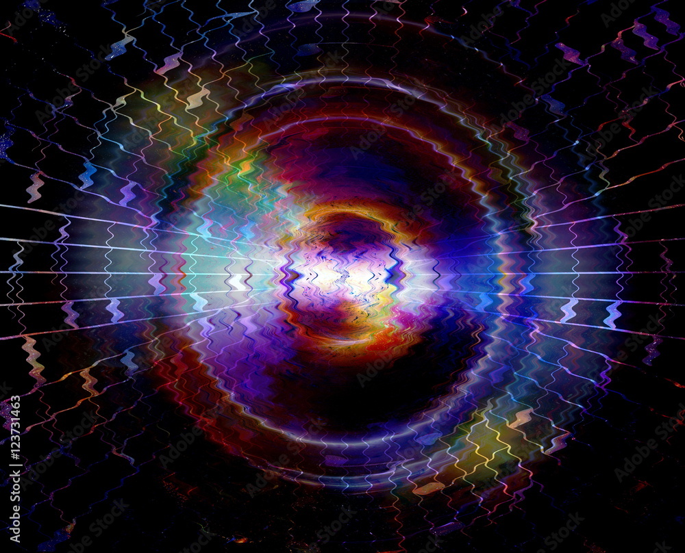 Poster music notes in space with stars. abstract color background. music concept.